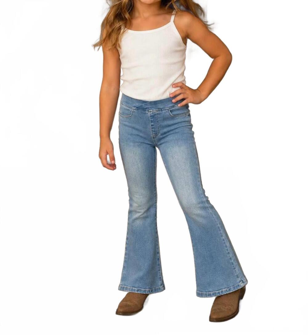 NEW ML KIDS criss cross waist flare jeans in blue